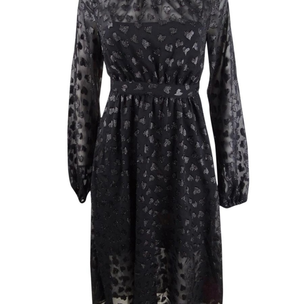 Avec Les Filles Black Heart Appliqué Dress 6 - Picture 2 of 4